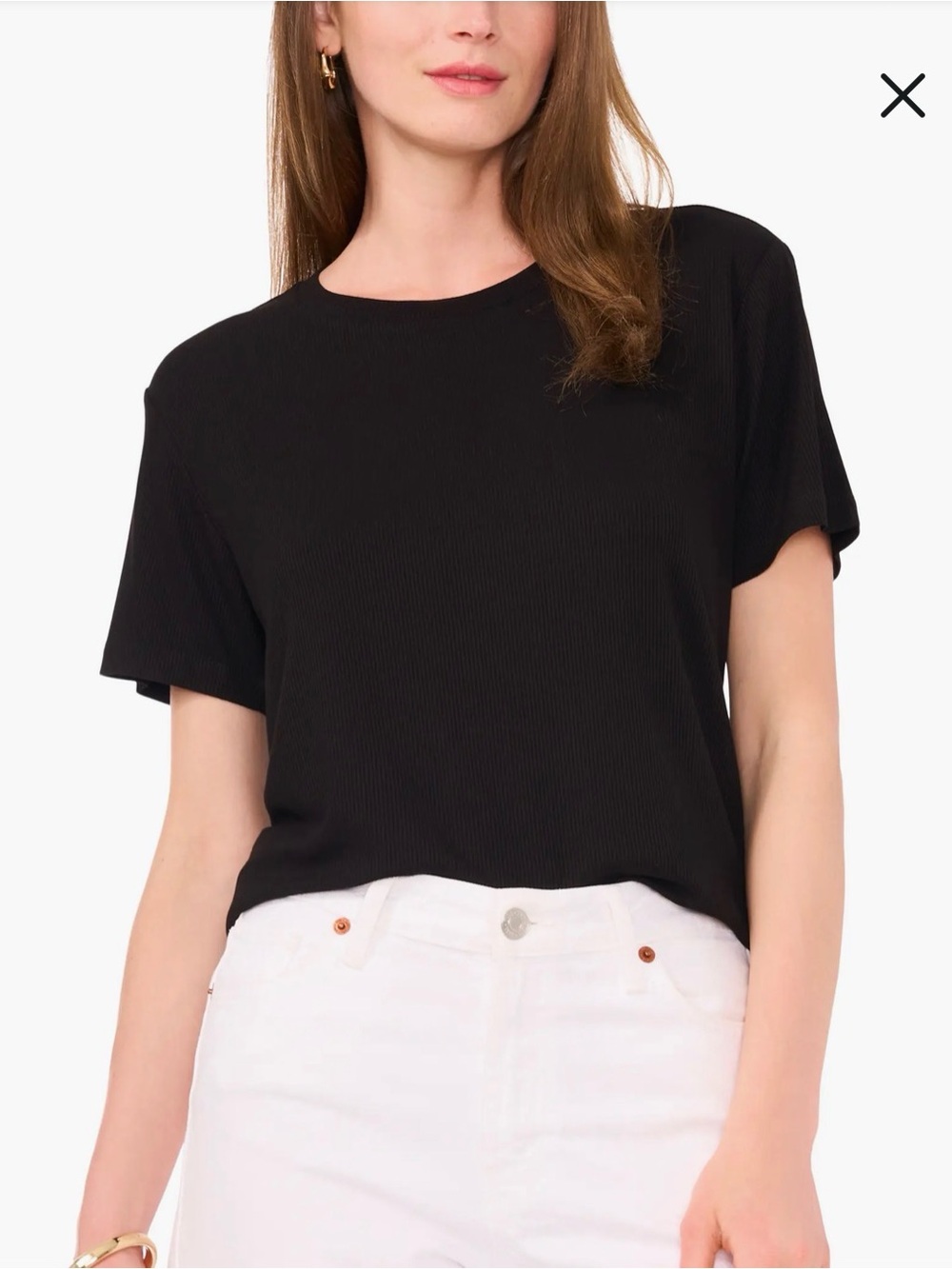 1. State Women’s Rib Jersey Boxy Crop Black Short-Sleeve Crewneck Tee T-Shirt S